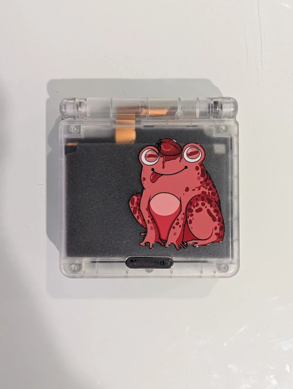 Strawberry Frog Clear Nintendo Game Boy Advance SP GBA SP with v5 IPS Screen